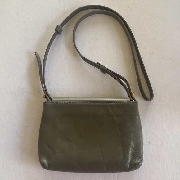 CLARE V Women’s Light Gray Leather Crossbody Bag - Picture 4 of 10